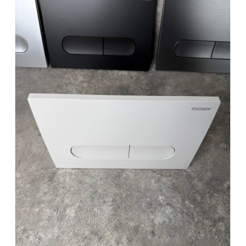 Панель змиву KOER KT-0608-03 240x160x10mm пластикова, кнопка закруглена (колір білий) (KR6123)