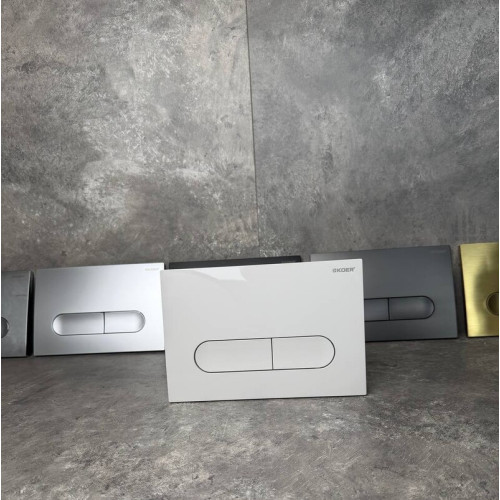 Панель змиву KOER KT-0608-03 240x160x10mm пластикова, кнопка закруглена (колір білий) (KR6123)