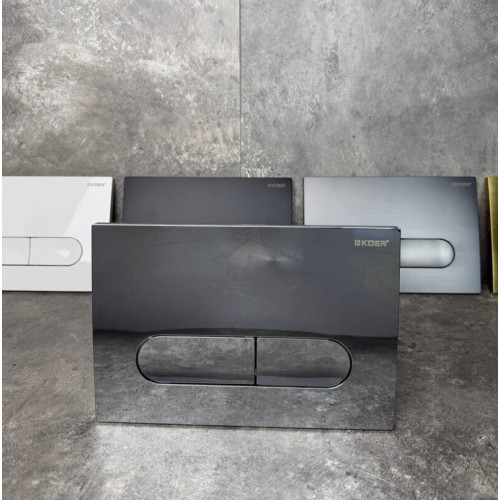 Панель змиву KOER KT-0608-01 240x160x10mm пластикова, кнопка закруглена (колір хром) (KR6124)
