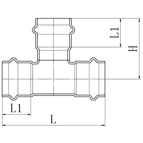 Трійник трирозрубний KOER KQ.T18 PRESS-INOX AISI 304 18x18x18 (KR6349)