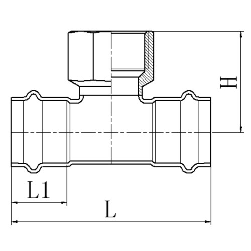 Трійник дворозрубний ВР KOER KQ.T3506F PRESS-INOX AISI 304 35x1/2