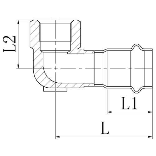 Коліно 90° ВР KOER KQ.L2808F PRESS-INOX AISI 304 28x3/4