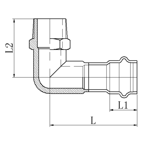 Коліно 90° НР KOER KQ.L2208 PRESS-INOX AISI 304 22x3/4