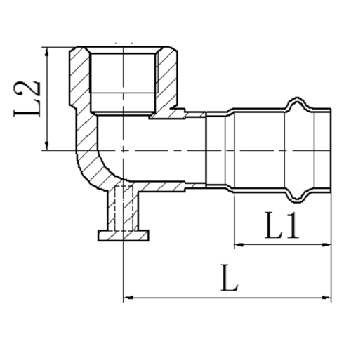Колено настенное 90° ВР KOER KQ.V2206F PRESS-INOX AISI 304 22x1/2