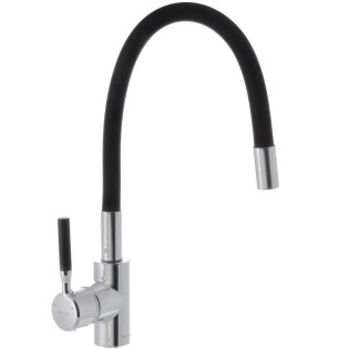 Смеситель для кухни MIXXUS PREMIUM RIO 011 REFL.BLACK с гибким изливом (Цвет нерж+излив черный) (MI5815)