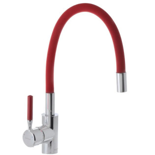 Змішувач для кухні MIXXUS PREMIUM RIO 011 REFL.RED з гнучким виливом (Колір нерж+вилив червоний) (MI5817)