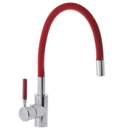 Змішувач для кухні MIXXUS PREMIUM RIO 011 REFL.RED з гнучким виливом (Колір нерж+вилив червоний) (MI5817)