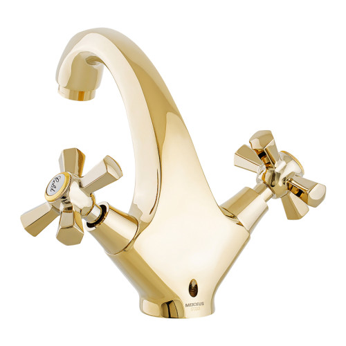 Змішувач для умивальника MIXXUS PREMIUM RETRO GOLD-161 (Колір золото) (MI5848)