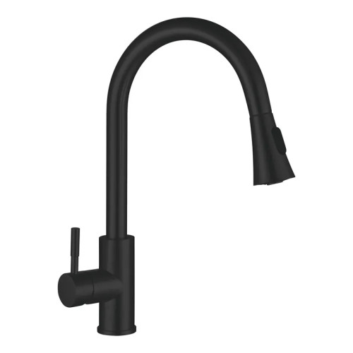 Змішувач для кухні MIXXUS SUS-014-B BLACK з висувною лійкою з нерж. сталі SUS304 (Колір чорний) (MI5862)