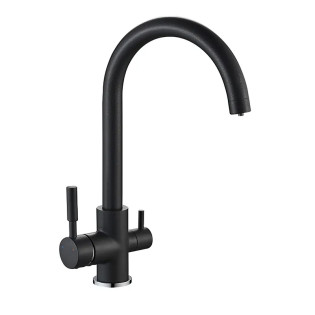 Змішувач для кухні MIXXUS PREMIUM MAFIN 021 BLACK з гнучким виливом з виходом для питної води (Колір чорний) (MI5931)