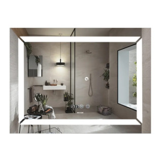 Дзеркало Mixxus LIGHT MR01-80x60 з Led Touch, Anti-fog, димером, регулятором яскравості, годинником (MI5998)