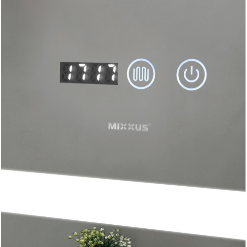Дзеркало Mixxus LIGHT MR01-80x60 з Led Touch, Anti-fog, димером, регулятором яскравості, годинником (MI5998)