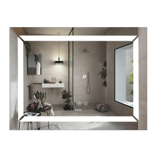 Дзеркало Mixxus LIGHT MR01-90x70 з Led Touch, Anti-fog, димером, регулятором яскравості, годинником (MI5999)