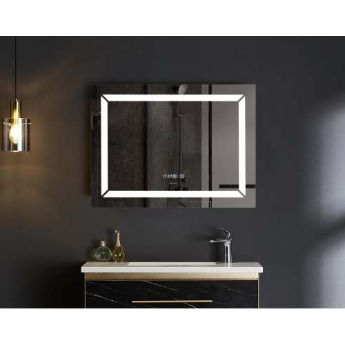 Дзеркало Mixxus LIGHT MR01-70x50 з Led Touch, Anti-fog, димером, регулятором яскравості, годинником (MI6000)