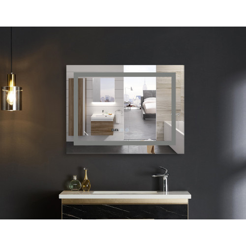 Дзеркало Mixxus WARM MR02-100x70 з Led Touch, Anti-fog, димером, регулятором яскравості, годинником (MI6002)