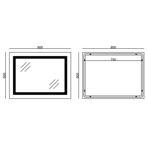 Дзеркало Mixxus STYLE MR03-80x60 з Led Touch, Anti-fog, димером, регулятором яскравості, годинником (MI6005)