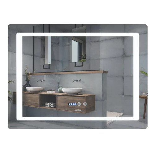 Дзеркало Mixxus STYLE MR03-70x50 з Led Touch, Anti-fog, димером, регулятором яскравості, годинником (MI6006)