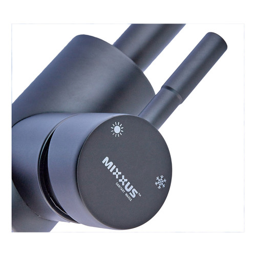 Змішувач для кухні MIXXUS SOK-011 BLACK REFLECTOR з гнучким виливом із нерж. сталі SUS304 (Колір нерж+вилив чорний) (MI6016)