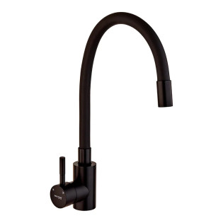 Змішувач для кухні MIXXUS SEO-011 BLACK REFL.BLACK з гнучким виливом із нерж. сталі SUS304 (Колір чорний+вилив чорний) (MI6017)