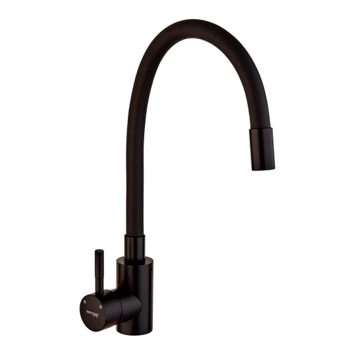Змішувач для кухні MIXXUS SEO-011 BLACK REFL.BLACK з гнучким виливом із нерж. сталі SUS304 (Колір чорний+вилив чорний) (MI6017)