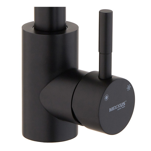 Змішувач для кухні MIXXUS SEO-011 BLACK REFL.BLACK з гнучким виливом із нерж. сталі SUS304 (Колір чорний+вилив чорний) (MI6017)