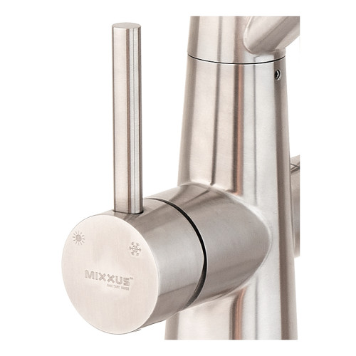 Змішувач для кухні MIXXUS FUL-021 REFL.GREY з гнучким виливом з нерж. сталі SUS304 з виходом для питної води (Колір нерж+вилив сірий) (MI6020)