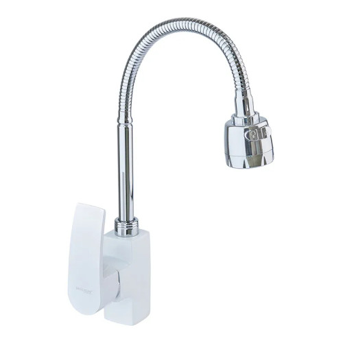 Змішувач для кухні MIXXUS MAGNUM 011 NUT WHITE-CHROME REFL. з гнучким виливом (Колір білий/хром) (MI6205)