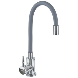 Змішувач для кухні MIXXUS SUS-011 CHROME REFL.GRAY з гнучким виливом з нерж. сталі SUS304 (Колір хром+вилив сірий) (MI6222)