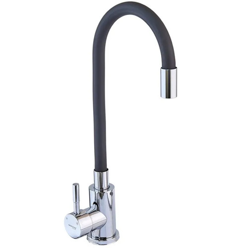 Змішувач для кухні MIXXUS SUS-011 CHROME REFL.BLACK з гнучким виливом з нерж. сталі SUS304 (Колір хром+вилив чорний) (MI6223)