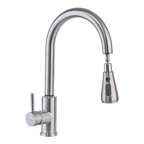 Змішувач для кухні MIXXUS LUX-014 SENSOR сенсорний з висувною лійкою з нерж. сталі SUS304 (Колір нерж) (MI6230)