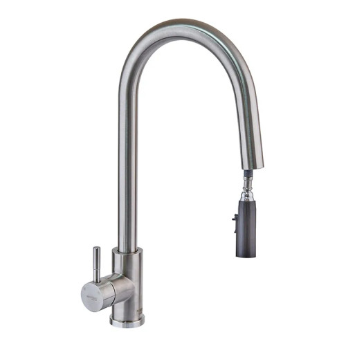 Смеситель для кухни MIXXUS LUX-014 HIDDEN с выдвижной лейкой (скрытой) из нерж. стали SUS304 (Цвет нерж) (MI6231)