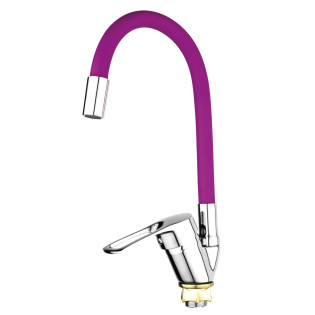 Змішувач для кухні MIXXUS FANY 011 NUT REFL.PURPLE з гнучким виливом (без підведення) (Колір хром+вилив фіолетовий) (MI6291)