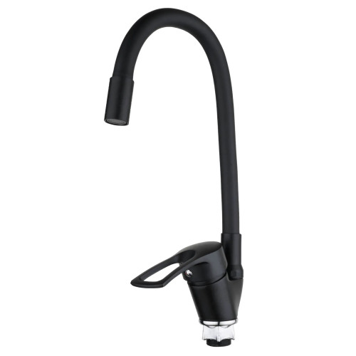 Змішувач для кухні MIXXUS FANY 011 NUT BLACK REFL.BLACK з гнучким виливом (без підведення) (Колір чорний+вилив чорний) (MI6294)