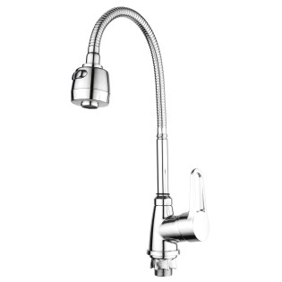 Змішувач для кухні MIXXUS ELBA 014 NUT REFLECTOR з гнучким виливом (без підведення) (Колір хром) (MI6304)