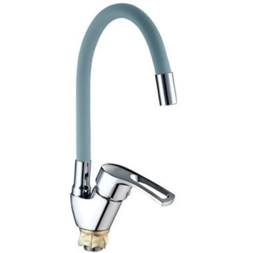 Змішувач для кухні MIXXUS YUB4-181 REFLECTOR GRAY з гнучким виливом (Колір хром+вилив сірий) (MI6483)