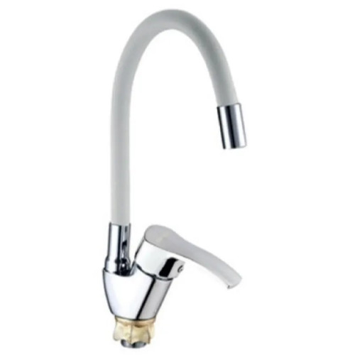 Змішувач для кухні MIXXUS YUB4-279 REFLECTOR WHITE з гнучким виливом (Колір хром+вилив білий) (MI6486)