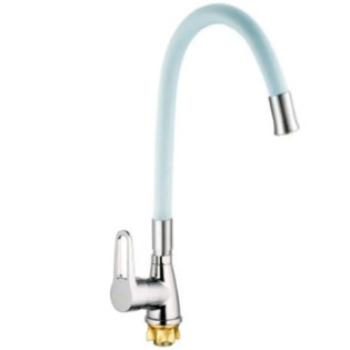 Змішувач для кухні MIXXUS SOP4-045 REFLECTOR WHITE з гнучким виливом (Колір хром+вилив білий) (MI6488)