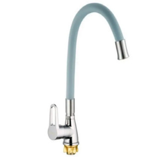 Змішувач для кухні MIXXUS SOP4-045 REFLECTOR GRAY з гнучким виливом (Колір хром+вилив сірий) (MI6489)