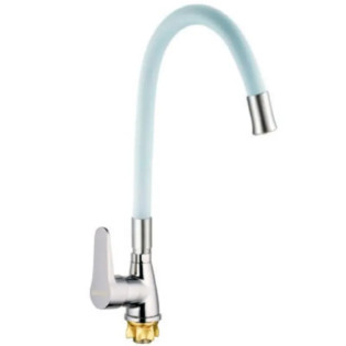 Смеситель для кухни MIXXUS SOP4-146 REFLECTOR WHITE с гибким изливом (Цвет хром+излив белый) (MI6491)
