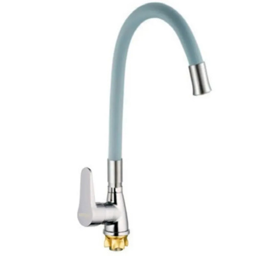 Змішувач для кухні MIXXUS SOP4-146 REFLECTOR GRAY з гнучким виливом (Колір хром+вилив сірий) (MI6492)