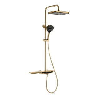 Душова колона MIXXUS PREMIUM SPACE-009-J BRUSHED GOLD із термостат. змішувачем із кноп. перемикання. 3 режими (Колір матове золото) (MI6541)