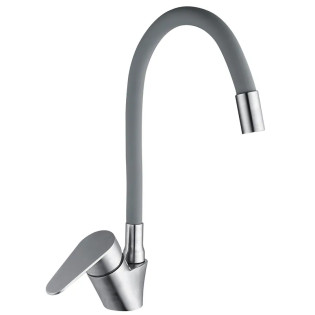 Смеситель для кухни MIXXUS ASA-011 REFL.GRAY с гибким изливом из нерж. стали SUS304 (Цвет нерж+излив серый) (MI6557)