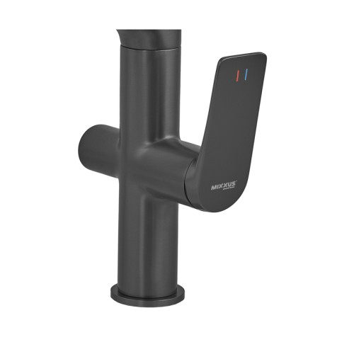 Змішувач для кухні MIXXUS PREMIUM DERBY 021 NUT BLACK REFL.BLACK з гнучким виливом з виходом для питної води (Колір чорний+вилив чорний) (MI6606)