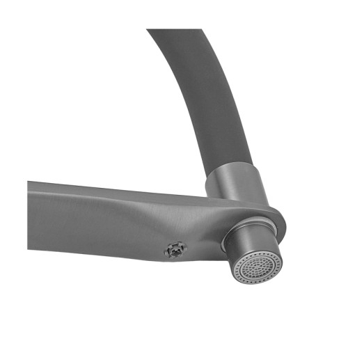 Змішувач для кухні MIXXUS PREMIUM DERBY 021 NUT GRAPHITE REFL.BLACK з гнучким виливом з виходом для питної води (Колір графіт + вилив чорний) (MI6612)