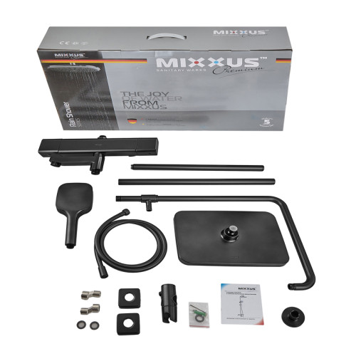 Душевая колонна MIXXUS PREMIUM VIRGO 009-J BLACK с термостат. смесителем, 3 функции (Цвет черный) (MI6646)