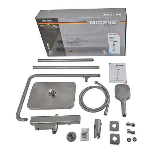 Душова колона MIXXUS PREMIUM VIRGO 009-J GRAPHITE із термостат. змішувачем, 3 функції (Колір графіт) (MI6647)