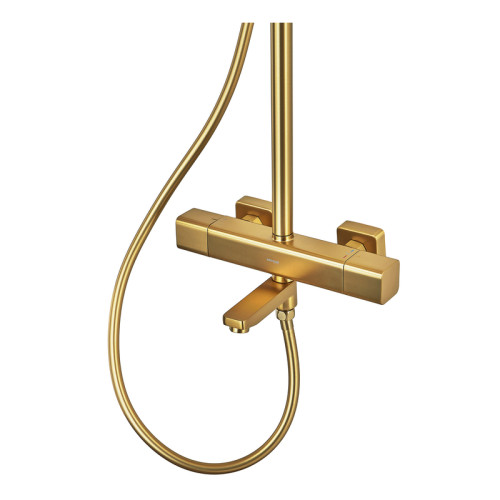 Душова колона MIXXUS PREMIUM VIRGO 009-J BRUSHED GOLD із термостат. змішувачем, 3 функції (Колір матове золото) (MI6649)