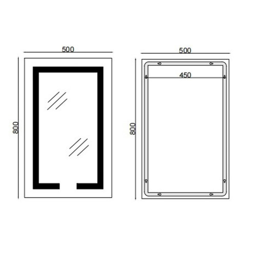 Дзеркало Mixxus HARD MR06-50x80-CASE з Led Touch, Anti-fog, димером, регулятором яскравості, годинником (MI6657)