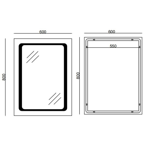 Дзеркало Mixxus TWEE MR09-80x60-Reverse з Led Touch, Anti-fog, димером, регулятором яскравості (MI6660)