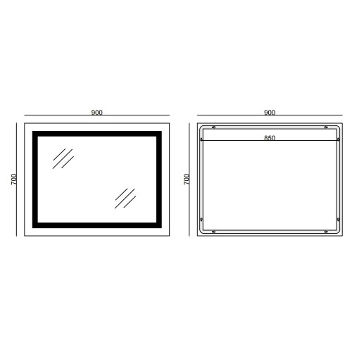 Дзеркало Mixxus WARM MR02-90x70 з Led Touch, Anti-fog, димером, регулятором яскравості, годинником (MI6673)